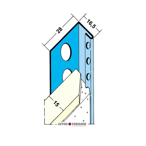 Stucstopprofiel 1132 300cm 15mm Verzinkt