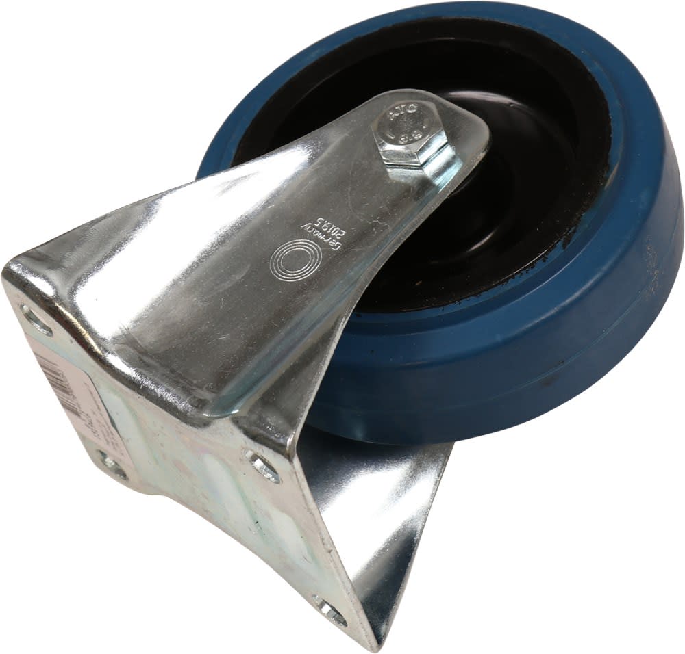 Kelfort Bokwiel Met Glijlager 125mm 140kg Met Bevestigingsplaat Verzinkt Blauw