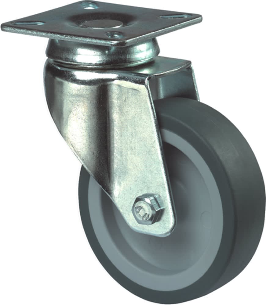 Product afbeelding voor Kelfort Zwenkwiel Met Glijlager 125mm 100kg Met Bevestigingsplaat Verzinkt Zwart