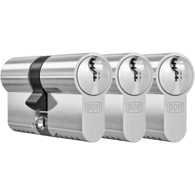 Dom Profielcilinderset 333 Plura 2x30/30mm 1x30/45mm Staal Vernikkeld Mat SKG3 3st