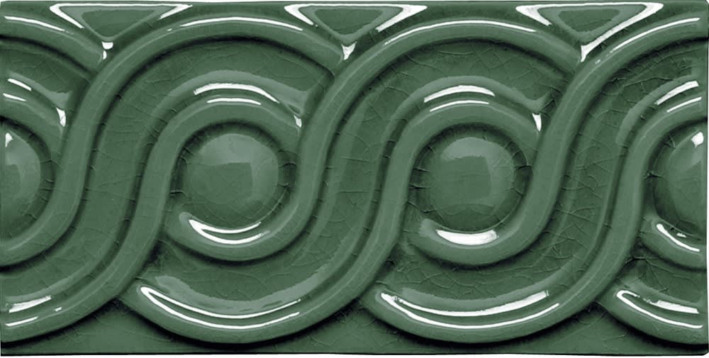 Strip Modernista Relieve Clasico Verde Oscuro 7,5x15cm Glanzend