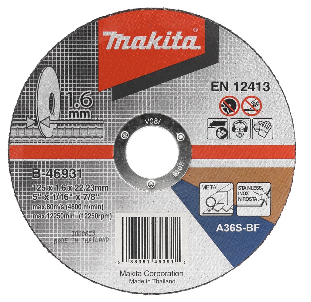 Product afbeelding voor Makita Doorslijpschijf B-46391 125x22,23x1,6mm RVS