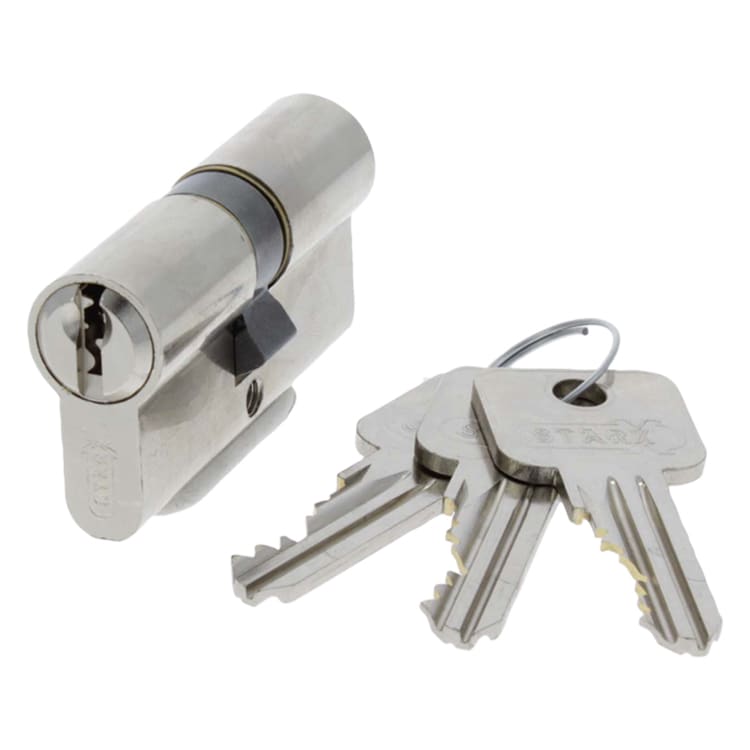 Starx Profielcilinder Gelijksluitend SKG2 60mm Vernikkeld 8740311 4 Stuks