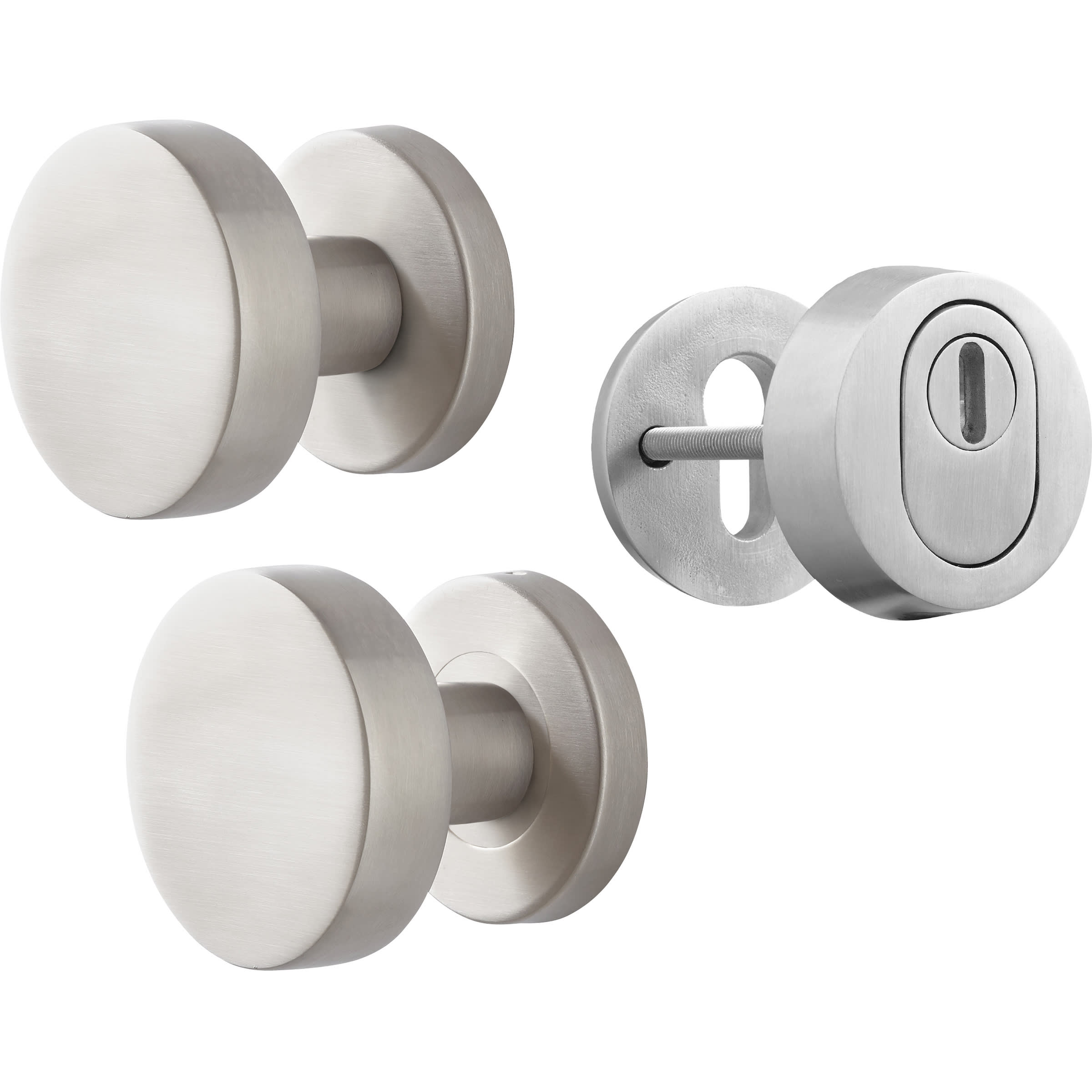 Skantrae Hang&Sluitwerkpakket 52 201-211 R2 RVS Malva 1/2 Knopkruk Musca Knop Juno Rozet Rond Kerntrekbeveiliging Meerpuntssluiting En 4x AXA Scharnier