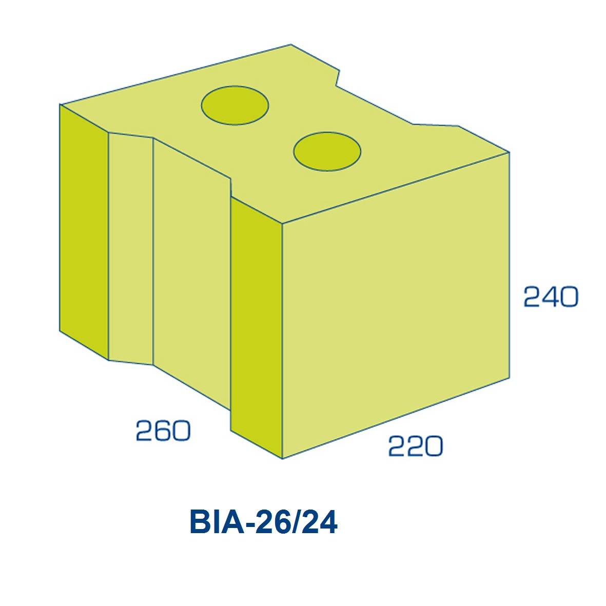 BIA Grindbetonblok 26/24 Klinker 220x265x240mm Vuilwerk
