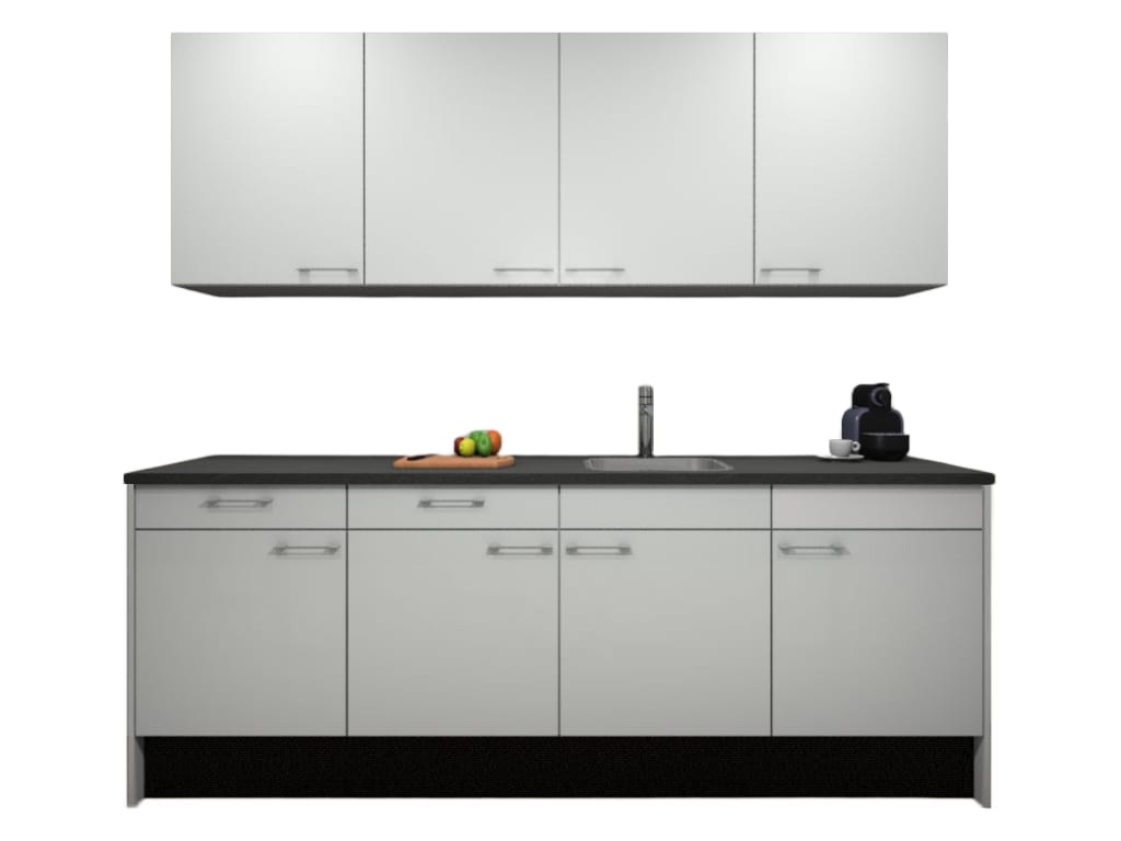 Product afbeelding voor Procasa Keuken 240cm Compleet Wit Spoelbak Rechts Uit Midden Met Inbouwkoelkast Rechts