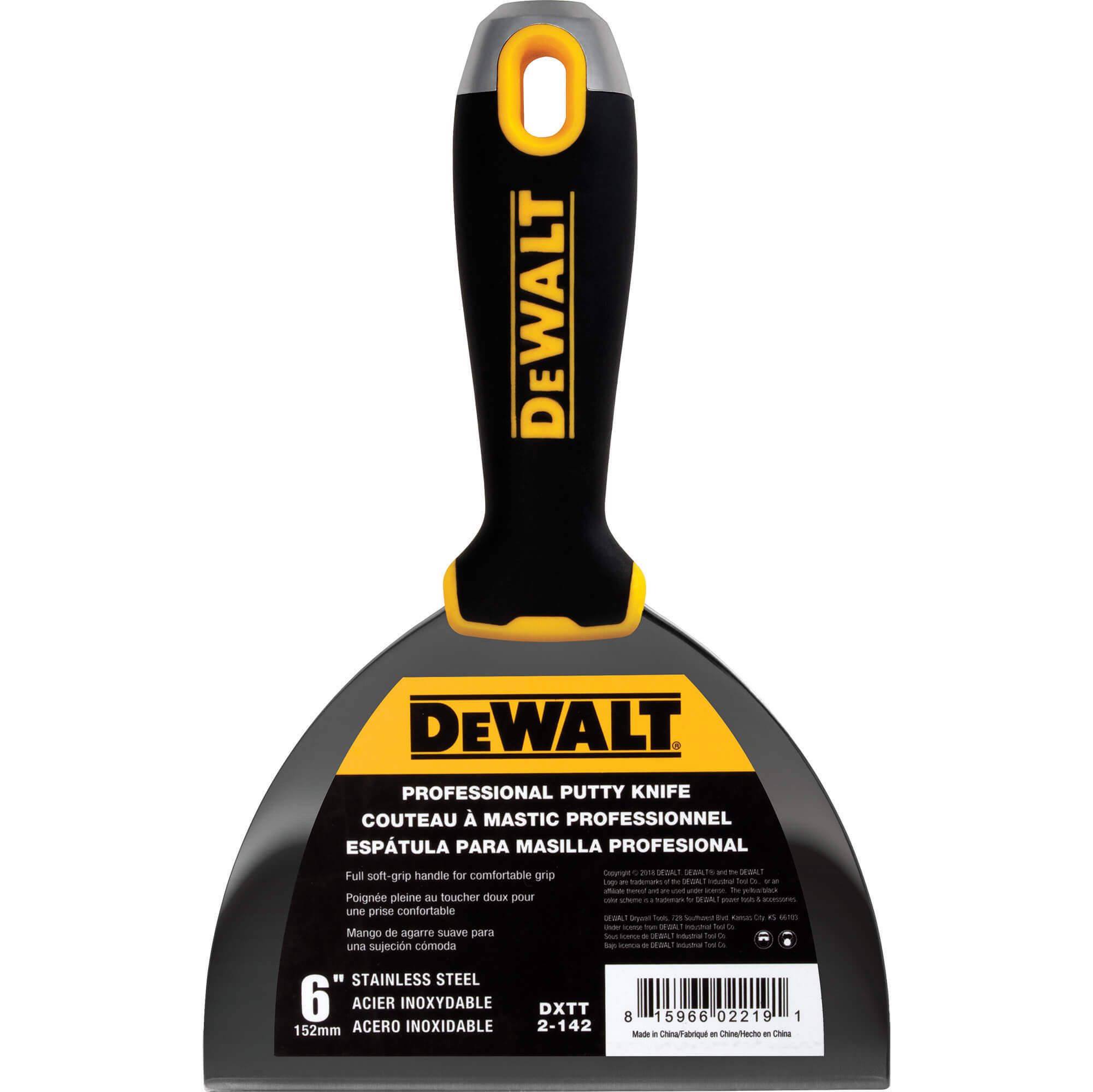 DeWALT Plamuurmes 6" 152mm RVS Slagvast Softgreep