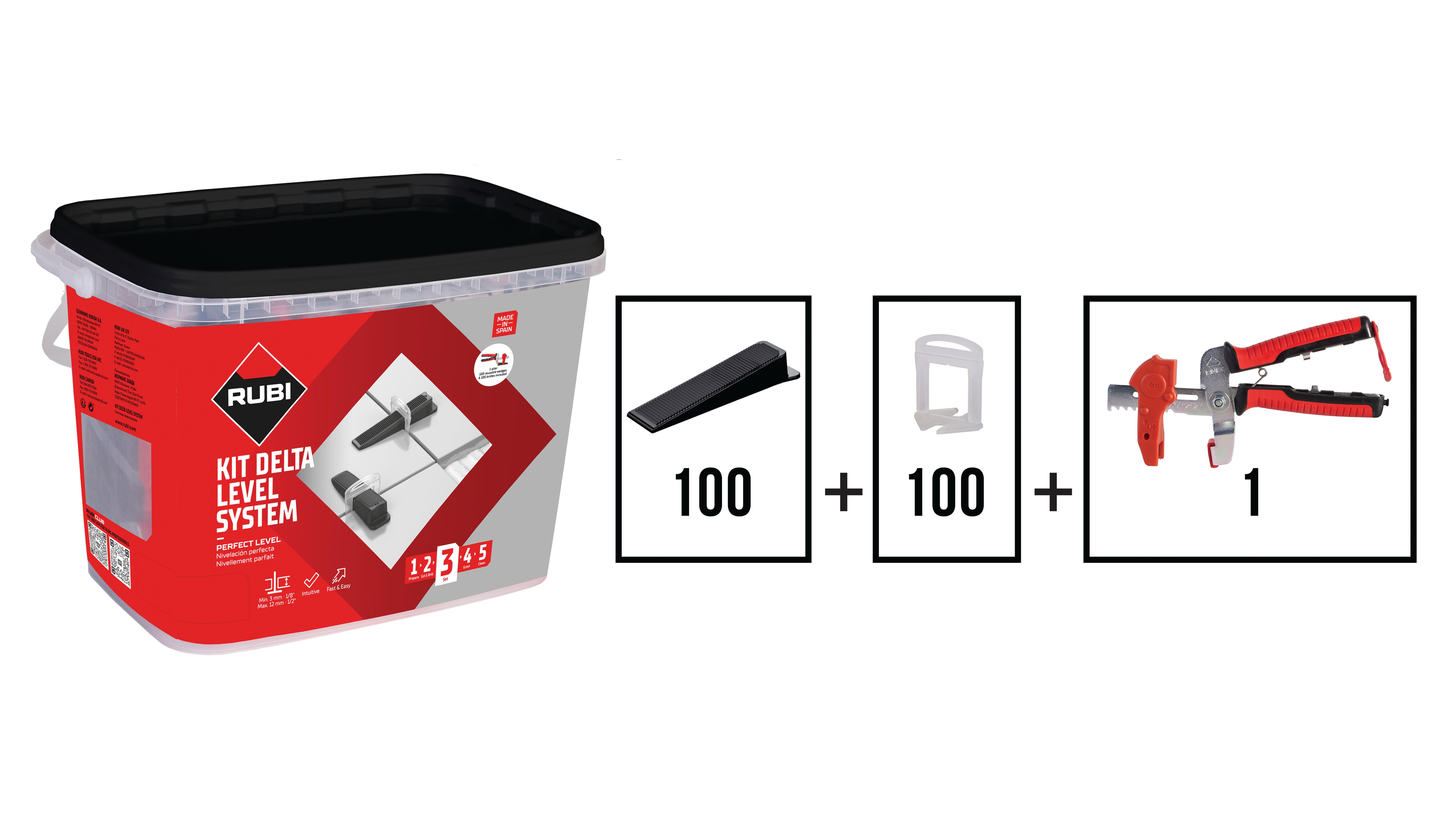 Rubi Tegelnivelleringsset Delta Levelling Systeem 1,5mm 300 Strips / 100 Kapjes