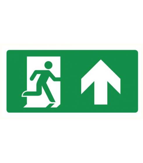 Bord Nooduitgang Omhoog Rechts 150x300mm Polypropyleen