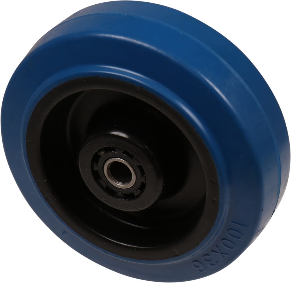 Kelfort Wiel Met Glijlager 100mm Loopvlak Rubber Blauw Velg Zwart
