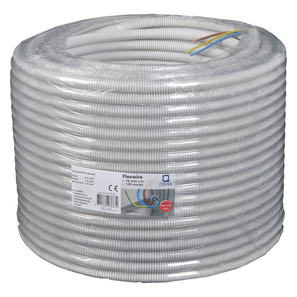 Installatiebuis 5/8 100m Flexibel Grijs
