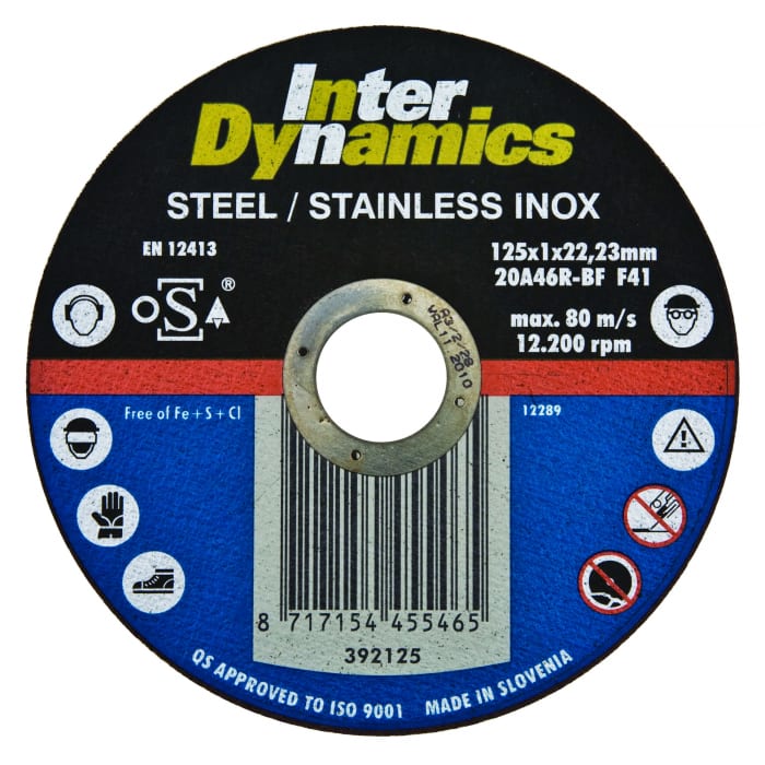 InterDynamics Doorslijpschijf 125x22.2mm INOX 10st