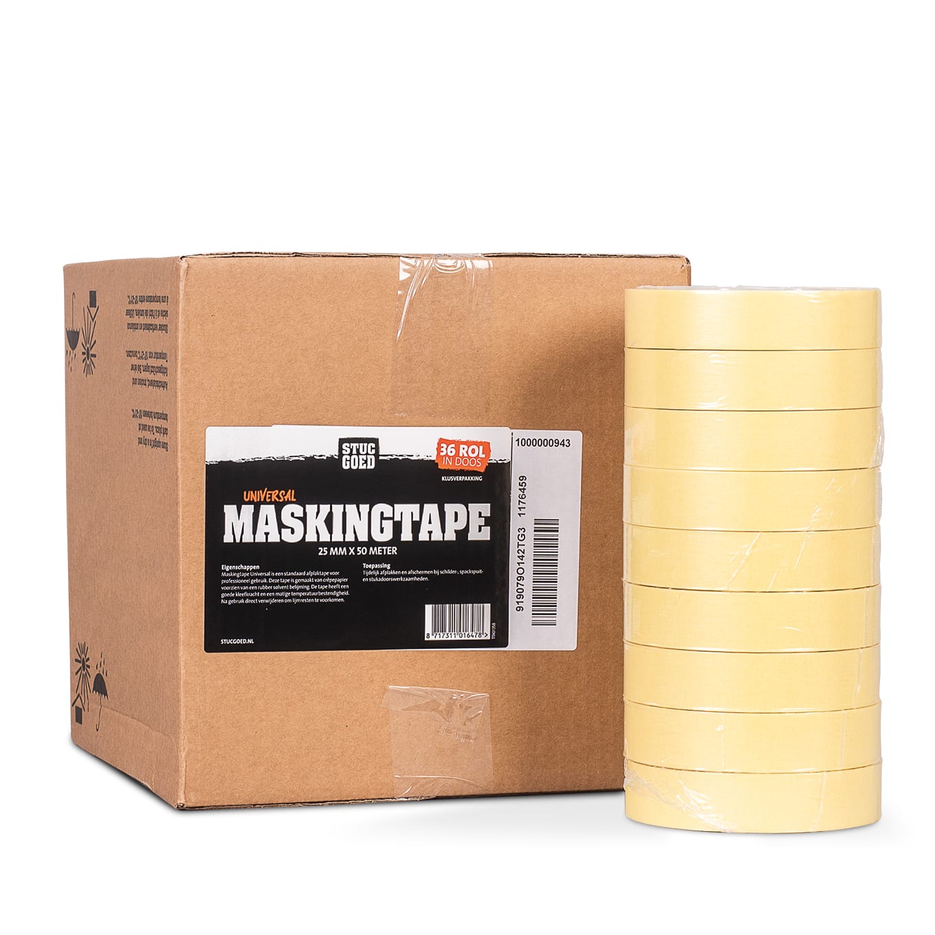 Stucgoed Maskingtape Universal 25mm 50m Geel