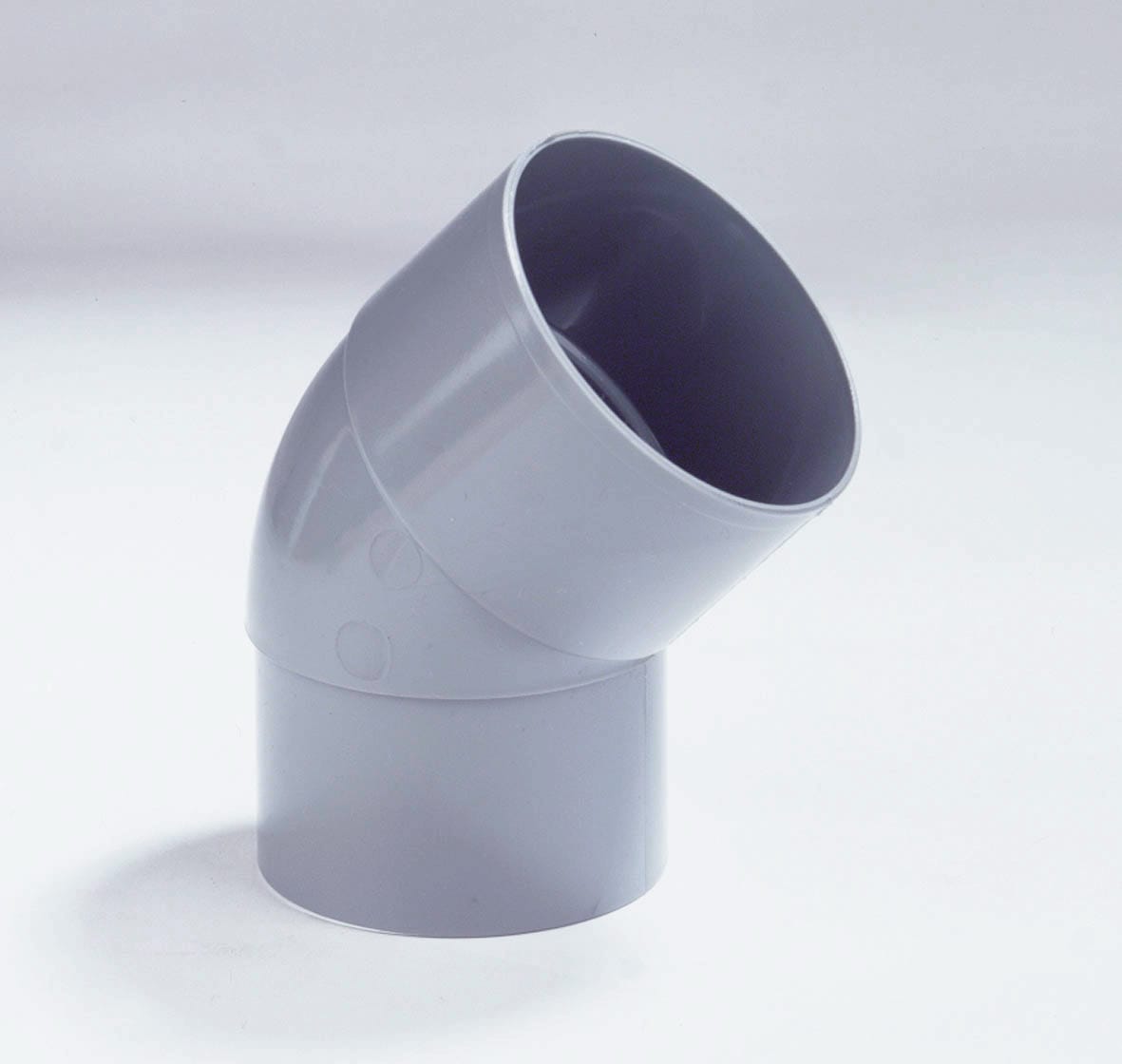 Dyka PVC RWA Bocht 70mm 1LV/1VS 45 Graden Lijmmof/Verjongd Spie Grijs
