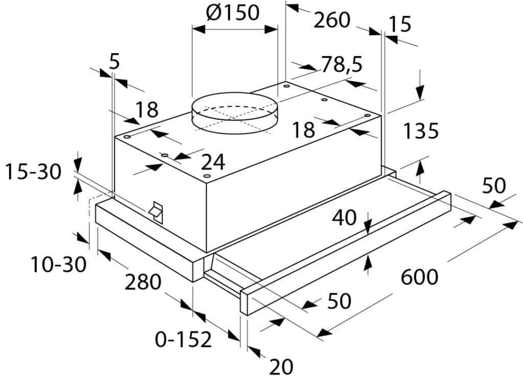 Product afbeelding voor ETNA Vlakschermkap AV361RVS 60cm RVS Met Motor