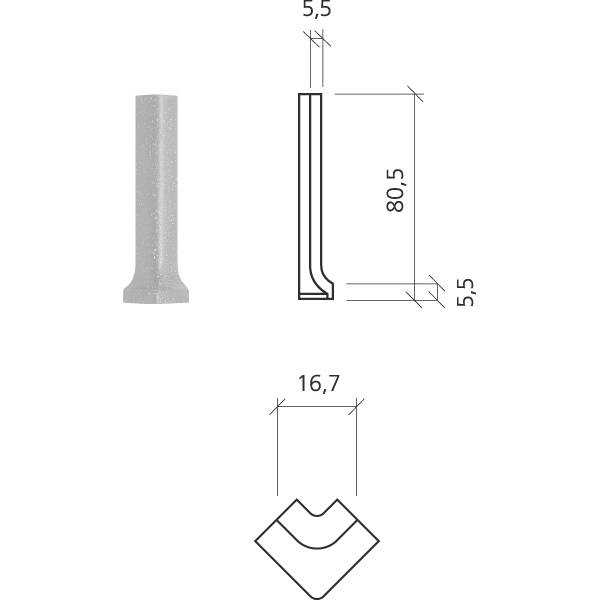 Product afbeelding voor Mosa Uitwendige Hoek Global Collection / Globalgrip Engelsrood Uni 75180 2x7,5cm Modulair Mat 75180DU82