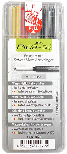 Pica Dry Stiftenset Verwijderbaar Zwart/Rood/Geel 8st