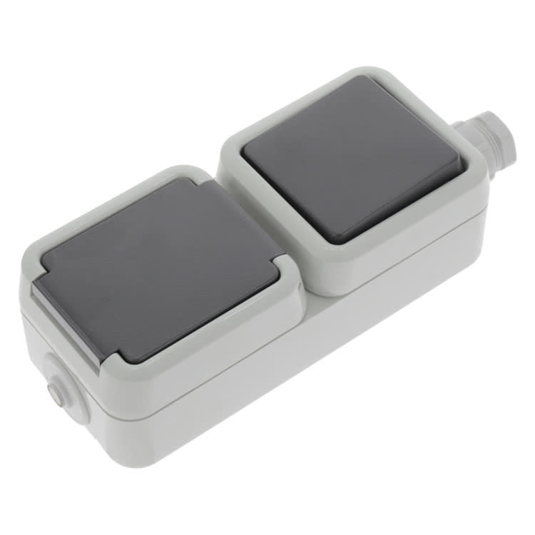 PEHA Combinatie Contactdoos/Wisselschakelaar Opbouw 2-Voudig Verticaal Randaarde Spatwaterdicht Wartel M20 Grijs