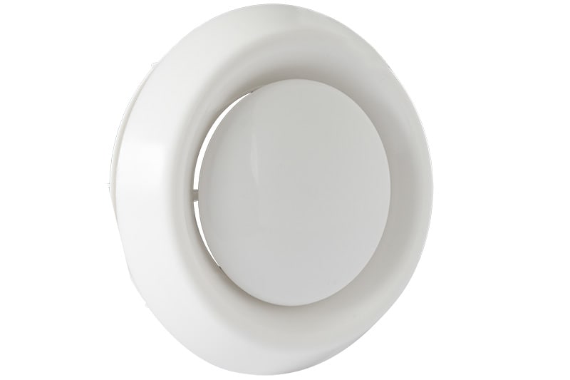 Afvoerventiel 125mm Met Aansluitbus Kunststof Wit