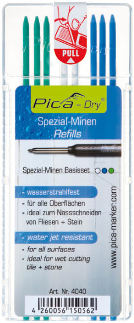 Pica Dry Stiftenset Watervast Groen/Wit/Blauw 8st