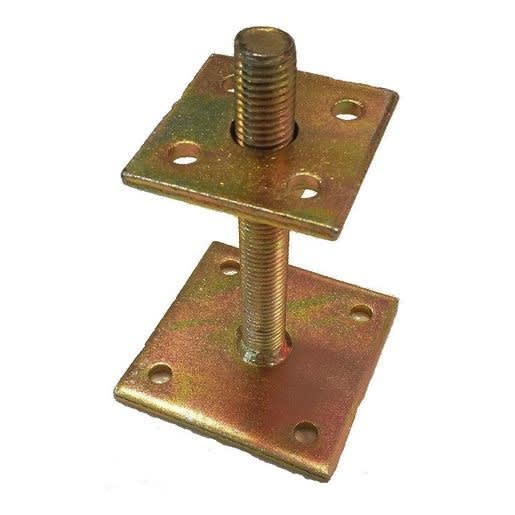 Paalhouder Met plaat Verstelbaar 70x70mm Plaat 100x100mm Verzinkt