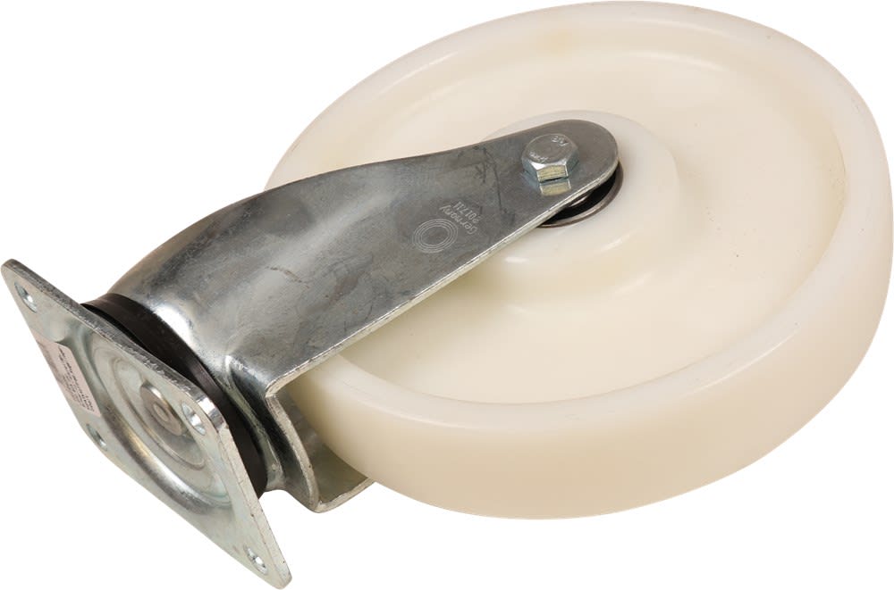 Kelfort Zwenkwiel Met Rollager 250mm 1400kg Met Bevestigingsplaat Verzinkt Wit