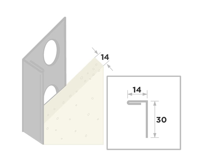 Ripstaal Stucstopprofiel 2231 260cm 14mm RVS