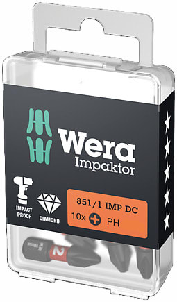 Wera Bitset 851/1 IMP DC Impaktor 25mm PH-3 10-Delig