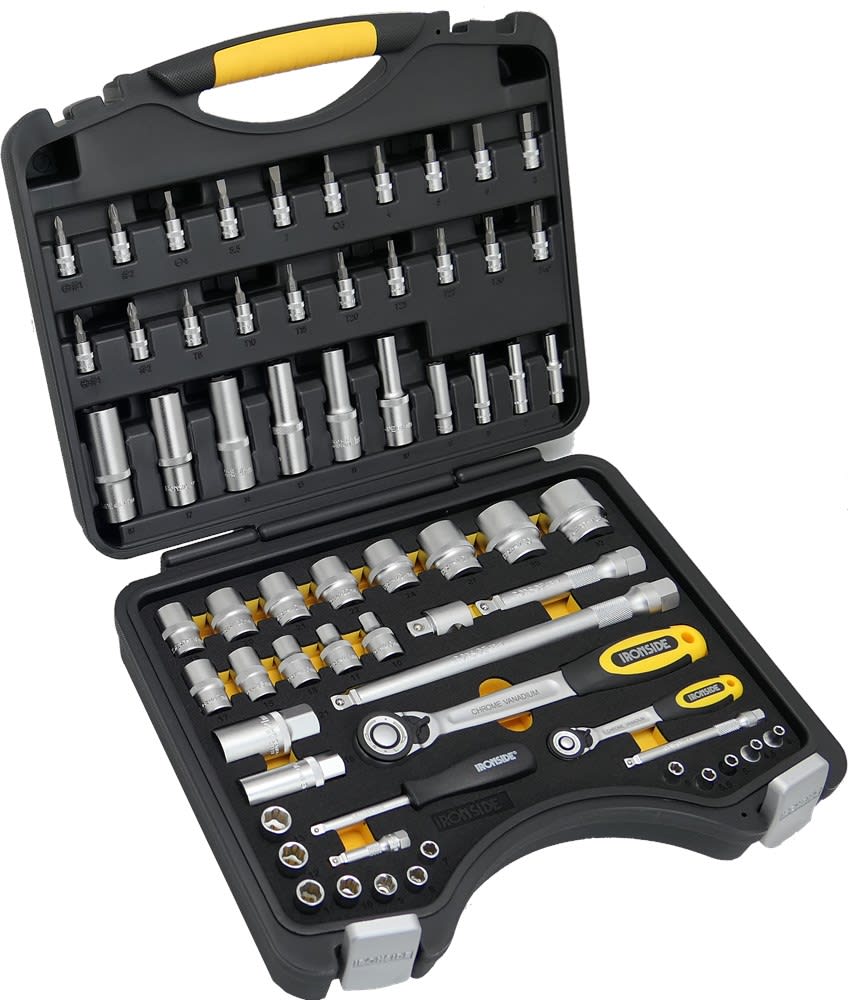 Ironside Dopsleutelset 1/4" En 1/2" 65-Delig Chroom Mat In Koffer