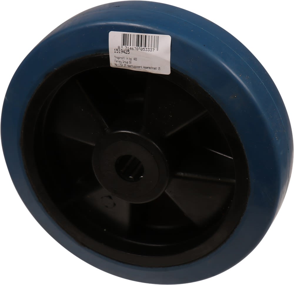 Kelfort Wiel Met Glijlager 200mm Loopvlak Rubber Blauw Velg Zwart
