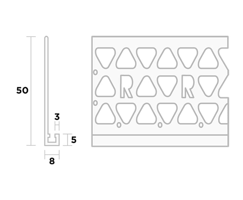 Product afbeelding voor Ripstaal Stucstopprofiel 3108 260cm 8mm PVC