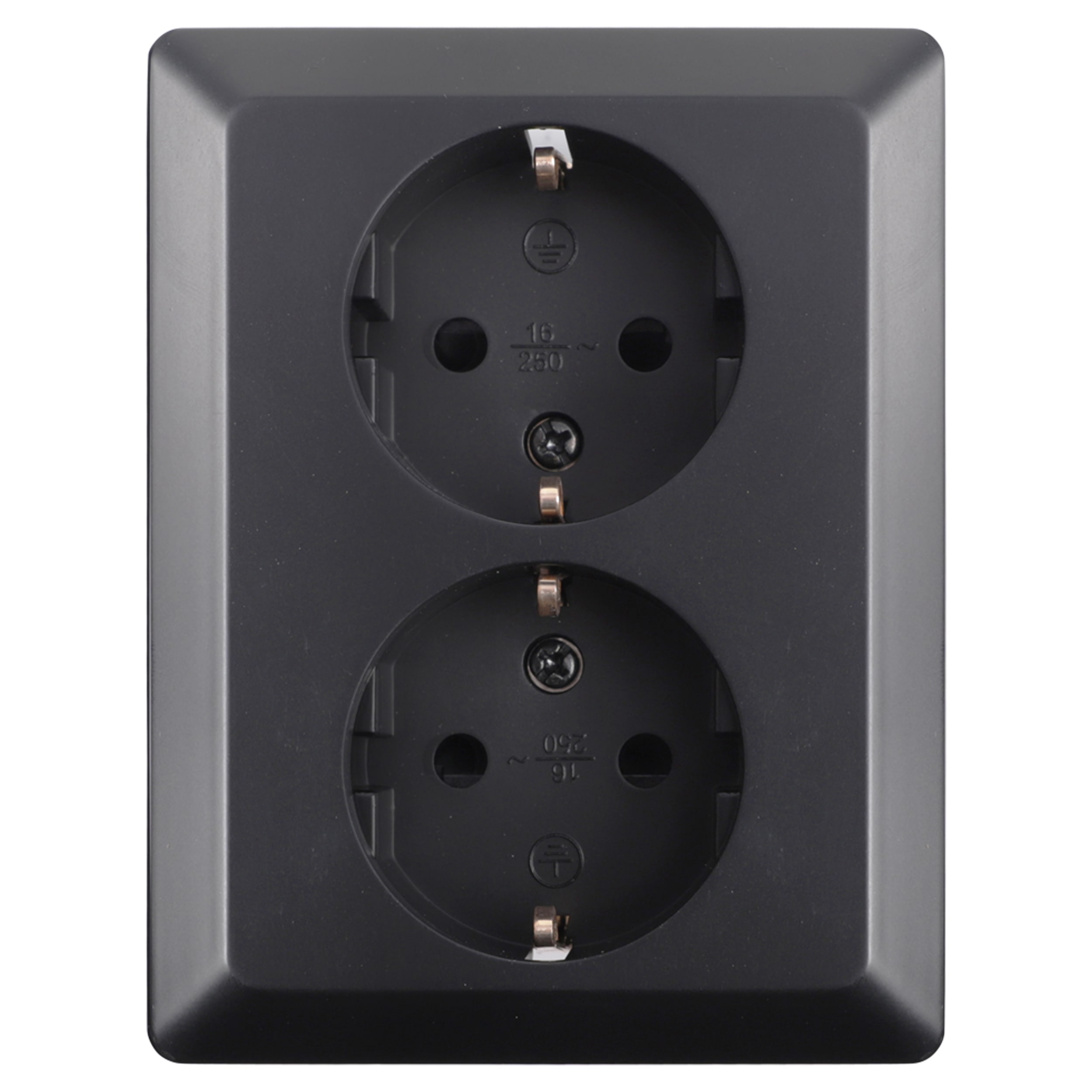 ION Industries Contactdoos Inbouw 2-voudig Randaarde Zwart