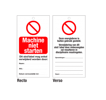 Bord Waarschuwingstag Machine Niet Starten 150x80mm PVC