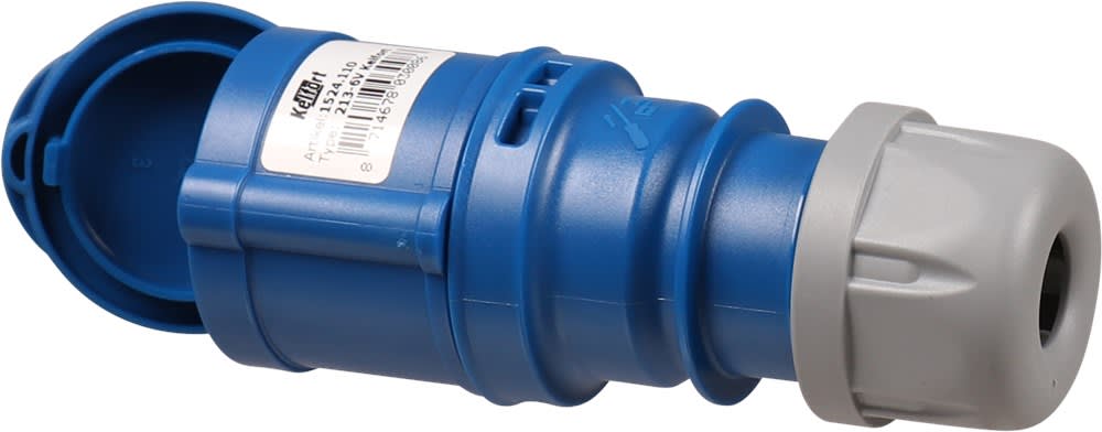 Kelfort Contrastekker Randaarde Recht 3-polig 230V 16A CEE Kunststof Blauw/Grijs