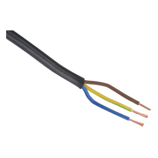 Huishoudkabel 3x1.0mm2 Zwart 5 Meter Hittebestendig 0303070