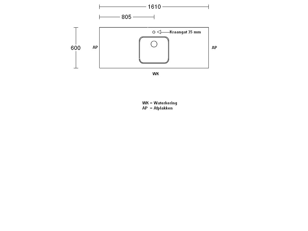 Product afbeelding voor Procasa Keuken Werkblad 161x60cm Multiplex Zwart DE 2390 Voorzien Van Waterkering Zijkanten Afgewerkt Inclusief Spoelbak Lanseto 043N