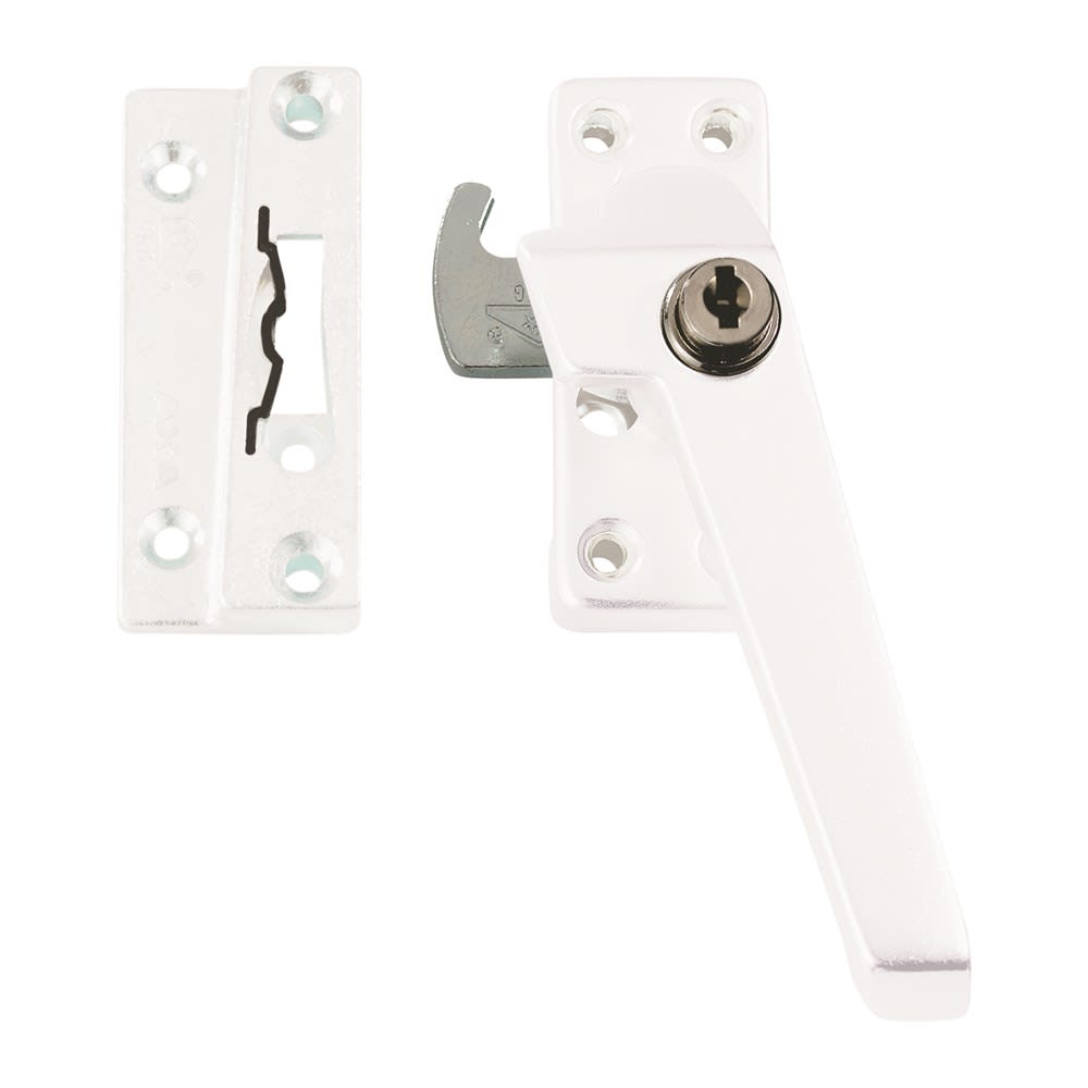 AXA Veiligheidsraamsluiting Met Haakschoot/Cilindersluiting Rechts Aluminium Wit