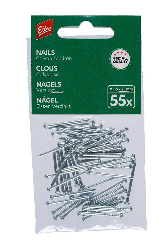 Ellen Tochtstripnagel 1.6x25mm Verzinkt 55st