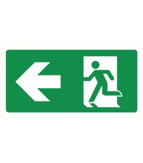 Bord Nooduitgang Links 150x300mm Polypropyleen