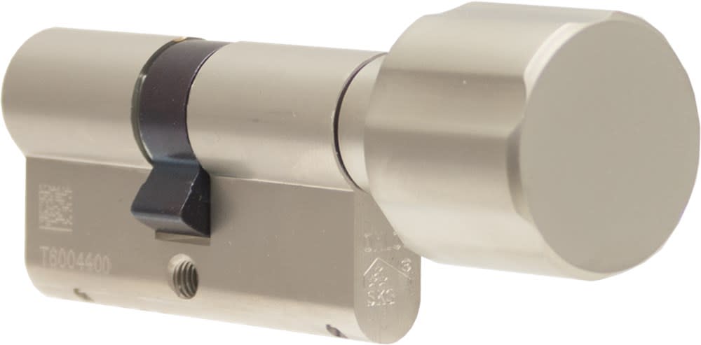 Oxloc Profielcilinder Met Knop O7 Dubbel 30/K30mm Staal Vernikkeld Mat SKG3