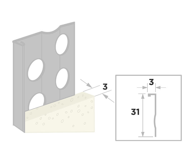 Product afbeelding voor Ripstaal Stucstopprofiel 2136 260cm 3mm RVS