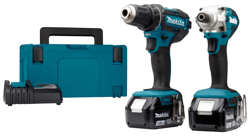 Makita Accu Combiset DLX2339J 18V 2x3Ah DDF482 DRD156 Snellader In M-Box