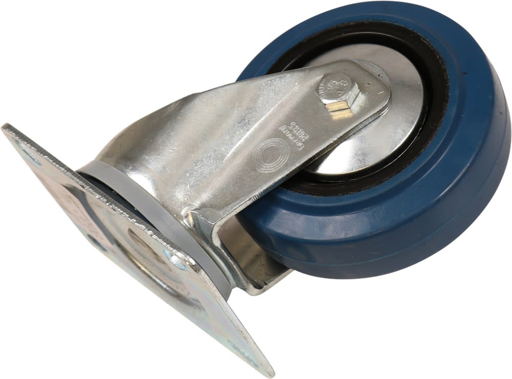 Kelfort Zwenkwiel Met Glijlager 100mm 140kg Met Bevestigingsplaat Verzinkt Blauw