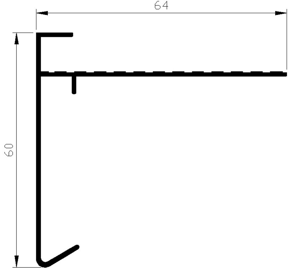 AluArt Dakrandprofiel 60x64mm 2.5m