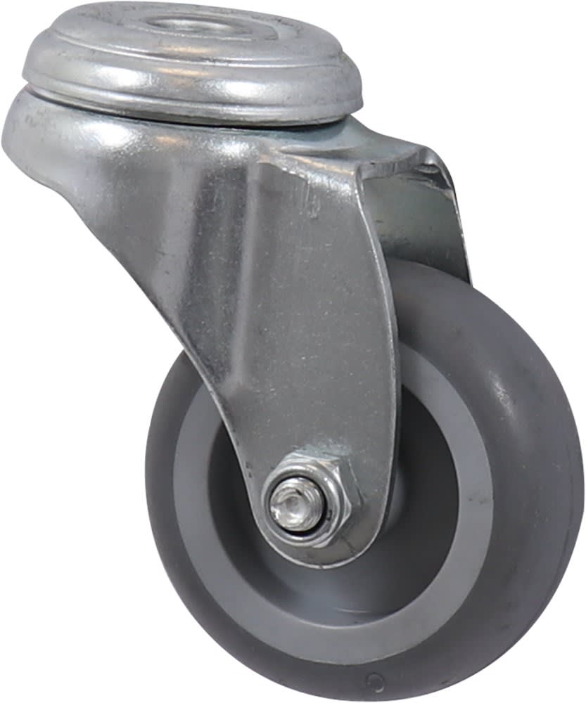 Kelfort Zwenkwiel Met Glijlager 75mm 60kg Met Boutgat Elektrolytisch Verzinkt Grijs