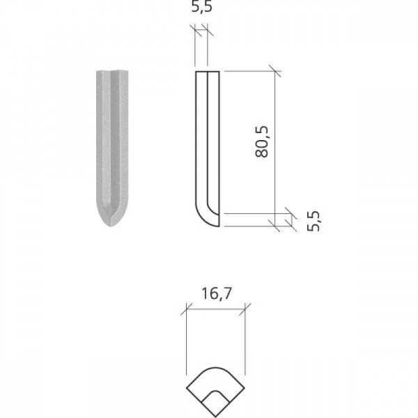 Product afbeelding voor Mosa Inwendige Hoek Global collection Aardegrijs Korrelig 2x7,5cm 5,5mm Modulair Mat 76243DI82