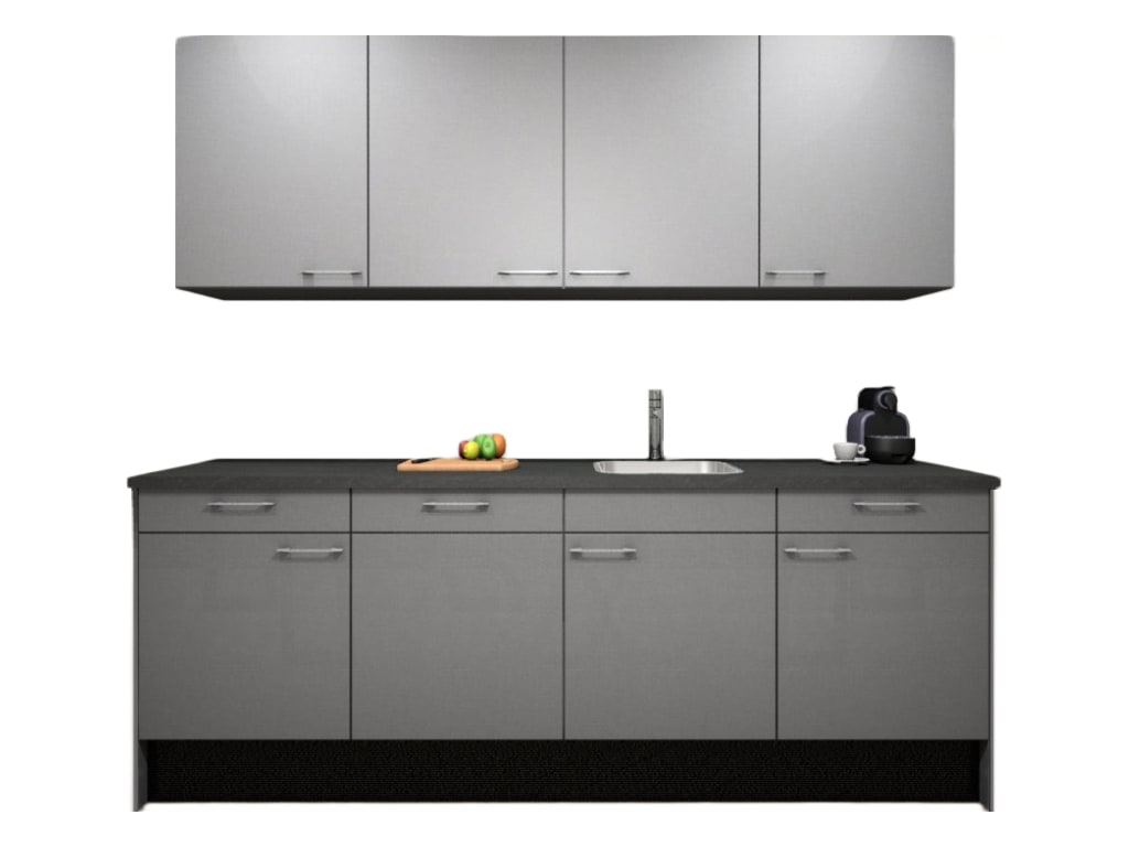 Procasa Keuken 240cm Compleet Grey Spoelbak Rechts Uit Midden Met Geintegreerde Vaatwasser