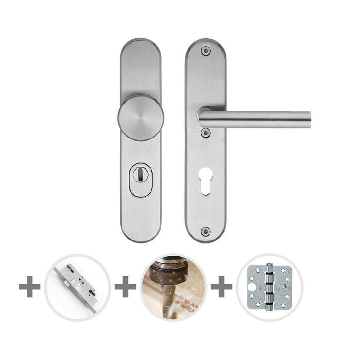 Product afbeelding voor Skantrae Hang&Sluitwerkpakket 42 201-211 R2 RVS Metis Ovaal Sleutelbediend Meerpuntssluiting En 4x AXA Scharnier