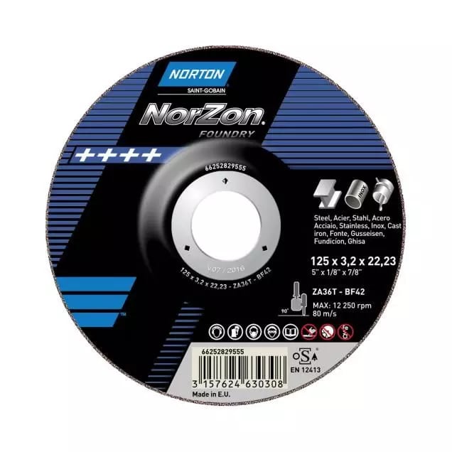 Clipper Doorslijpschijf A30R Kom T42 125x22,23x3,2mm Staal/Inox 1st