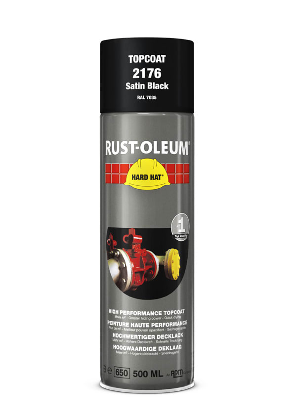 Rust-Oleum Deklaag Hard Hat 2176 500ml Zijdeglans Zwart RAL9005